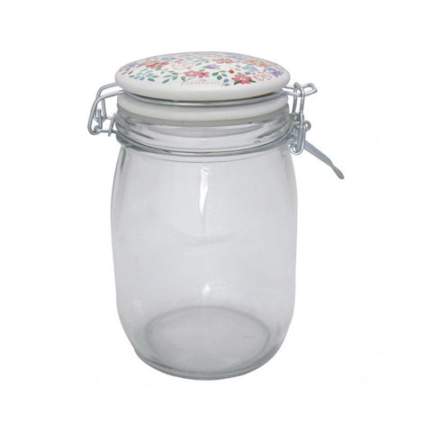 GREENGATE Clementine glass jar with white cap 1L GLASTO1LCLM0106