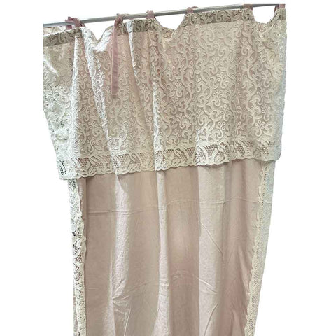 CHARME Set due pannelli tenda rosa in pizzo con motivo floreale 140x300 cm