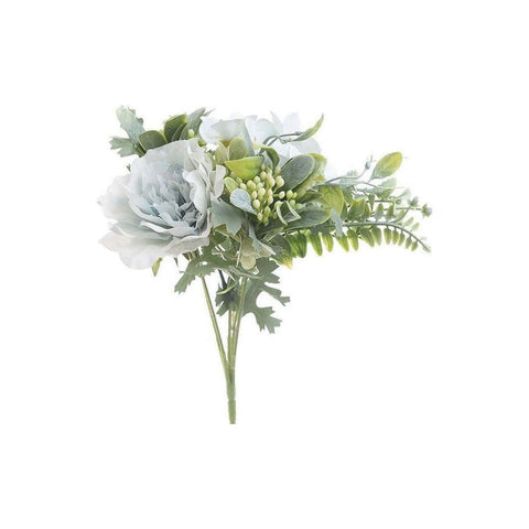 INART Fiori artificiali bouquet peonie tessuto blu H24 cm 3-85-505-0057