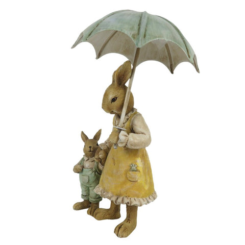 CLAYRE & EEF Set 2 conigli mamma e bimbo decorazioni Pasqua beige 9x4x13 cm