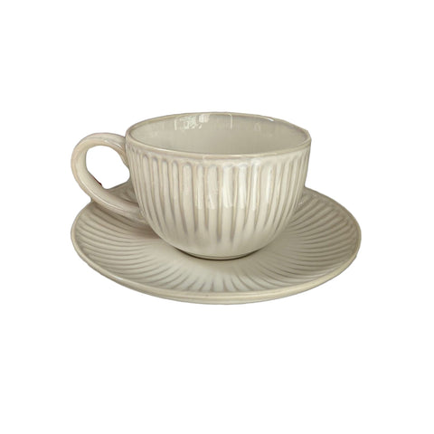 EASY LIFE Set 2 tasses à thé avec soucoupe GALLERY WHITE porcelaine blanche 250 ml