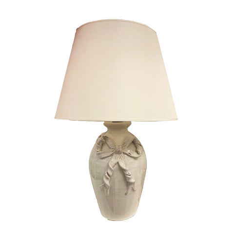 LEONA Shabby Chic ivory ceramic table lamp with bows H66 cm