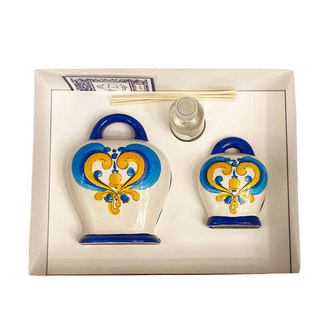 SHARON Box set large bell and yellow and blue porcelain perfume bell
