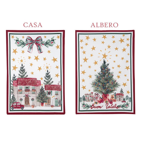 Blanc Mariclò Christmas cotton tea towel "An Italian Christmas" 2 variants (1pc)