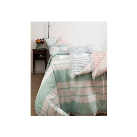 L'ATELIER 17 Spring quilt for double bed, summer striped quilt in microfiber, "Stripes" Shabby Chic 265x260 cm 3 variants