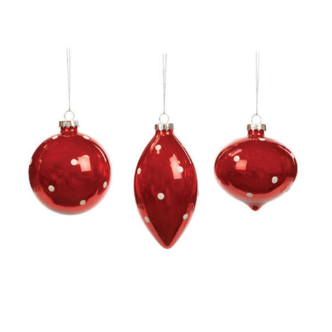 GOODWILL Boule de décoration de Noël en verre soufflé rouge et blanc 3 variantes 8cm