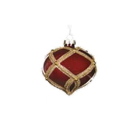 GOODWILL Boule de Noël décoration de sapin losange paillettes rouge et or verre H8 cm