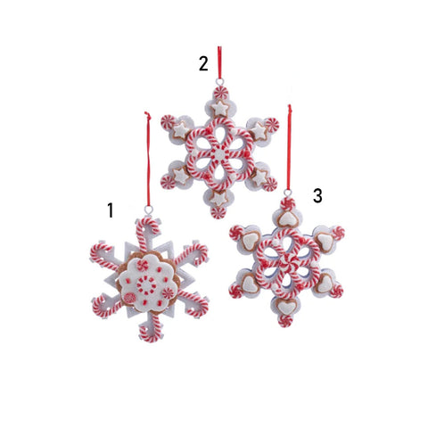 Kurt S. Adler Flocons de neige blanc/rouge Décoration de sapin de Noël 3 variantes 13 cm