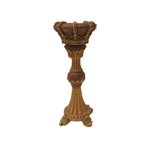 L'ART DI NACCHI Candelabra with crown candle holder gold resin Ø8 H19,5 cm