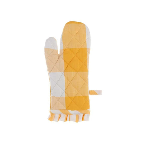 BLANC MARICLO Checked kitchen glove with flounce LA GALANTERIA yellow 16x30cm