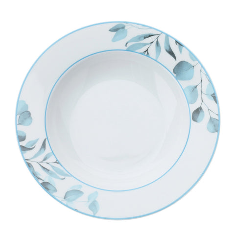 HERVIT Set due piatti fondi bianco / blu floreale in porcellana Botanic Ø21.5 cm
