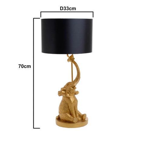 INART Lampe de table moderne avec éléphant noir et or 220V - 240V 33x33x70cm