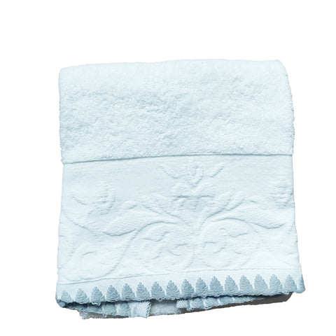L'ATELIER 17 Lot de 2 serviettes de bain plus 2 serviettes invité jacquard en coton éponge avec ornements, collection Shabby Chic "Rococò" 5 variantes
