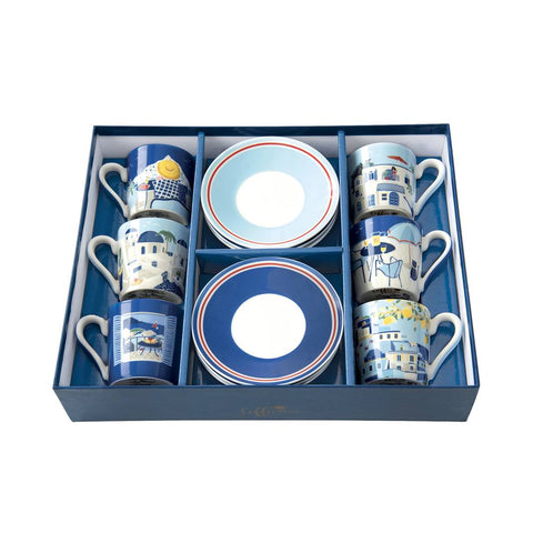EASY LIFE Set 6 coffee cups with saucers in box SEA DREAMS 100 ml