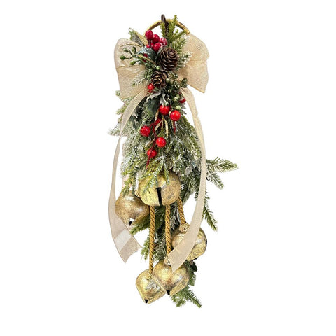 FIORI DI LENA Bell 5 with pendant Christmas decoration bow of ribbons H 45 cm