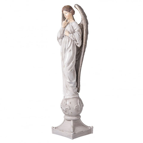 Clayre &amp; Eef White polyresin angel with wings Christmas statue 15x13x53 cm