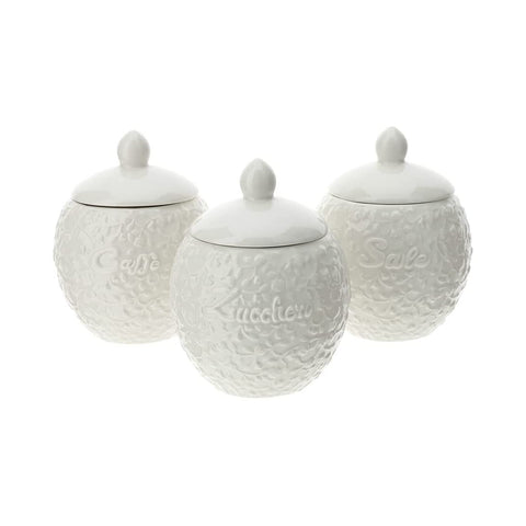 HERVIT Set 3 pots à fleurs avec couvercle en porcelaine Ø11 H15 cm