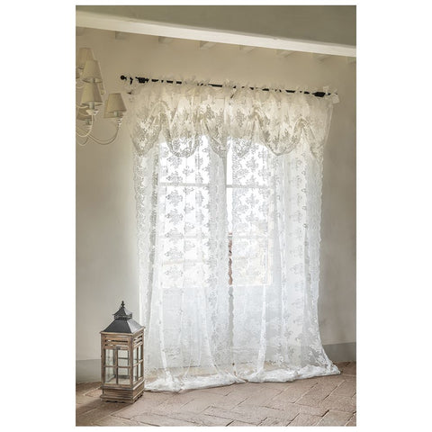 CHEZ MOI White bedroom valance in Flora lace and cotton Made in Italy