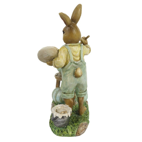 CLAYRE &amp; EEF Easter decoration rabbit painting an egg green 11x7x15 cm