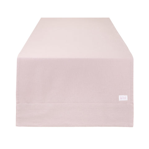 NUVOLE DI STOFFA Runner da tavola cucina con bordo rosa in cotone, Shabby Chic Demetra 150x50 cm