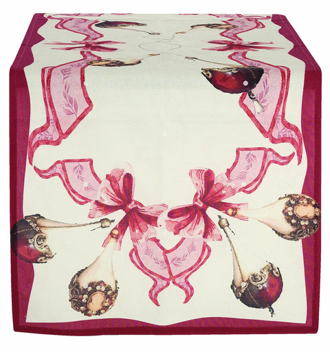 BLANC MARICLO' Christmas table runner in red cotton 50x150 cm A29724
