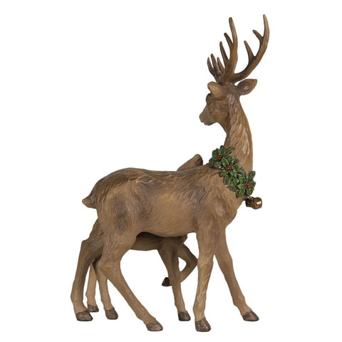 CLAYRE E EEF Decorazione Natale Addobbo renne marrone effetto legno 25x12x26 cm