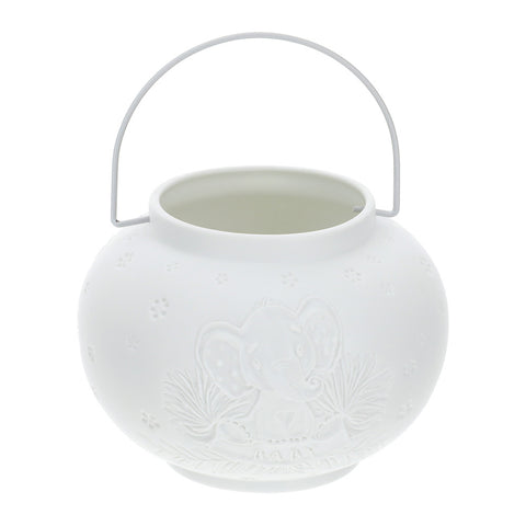 HERVIT Biscuit white porcelain lantern with elephant favor idea