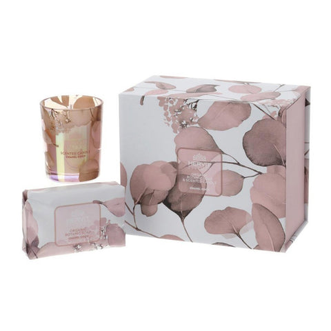Hervit Set pink scented candle with Chanel coco soap "Botanic"