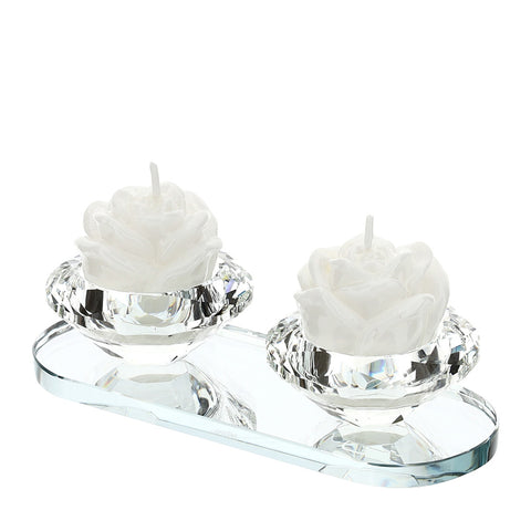 HERVIT Crystal candle holder with 2 candles 16x4 cm 28149
