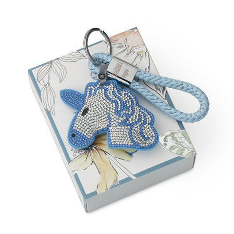 HERVIT Porte-clés en forme de licorne avec strass bleus 17 cm