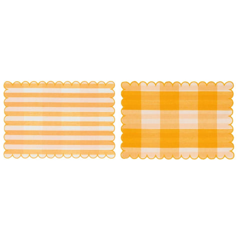BLANC MARICLO' Set of 2 yellow squared and striped reversible placemats 48x33 cm