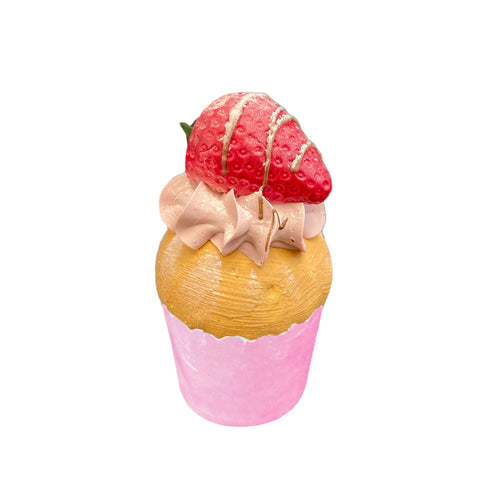 I DOLCI DI NAMI Muffin à la fraise artificielle décoration sucrée artisanale Ø5 H12cm
