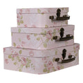 Clayre & Eef Set 3 bauli rettangolari in cartone rosa con fiori - Angelica Home Stabia
