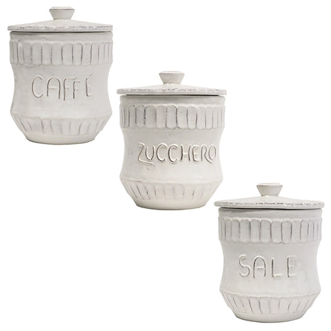 Virginia Casa Set of 3 handcrafted ivory ceramic kitchen jars
