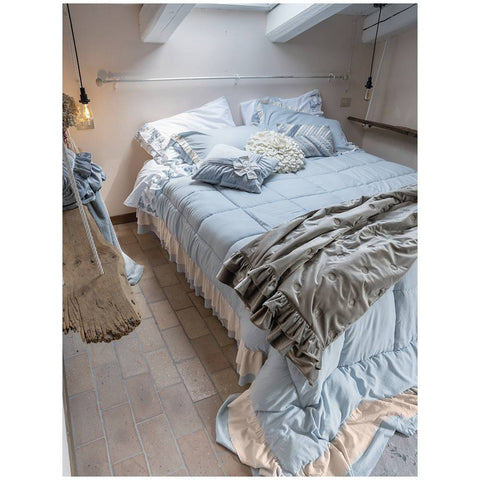 L'Atelier 17 Double quilt with beige shabby flounce "Cloud Rouche"