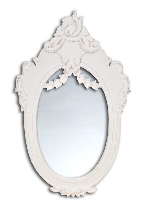 BLANC MARICLO' Specchio ovale in legno bianco e vetro 37x3x60 cm A28451