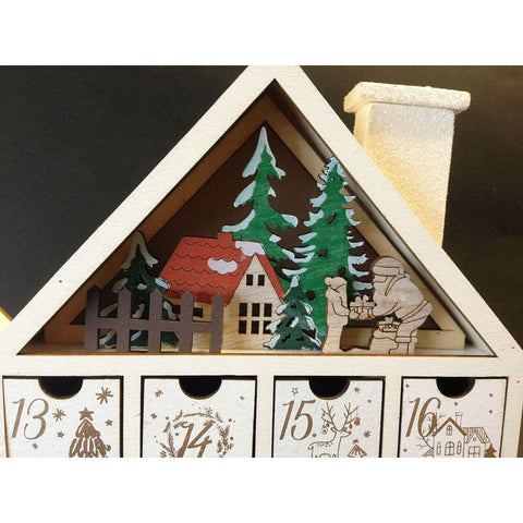 Henry Bell Calendario dell'avvento artigianale in legno con luci L21 cm