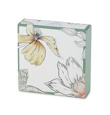 HERVIT Box Container box in green BLOSSOM cardboard 10x10x3 cm