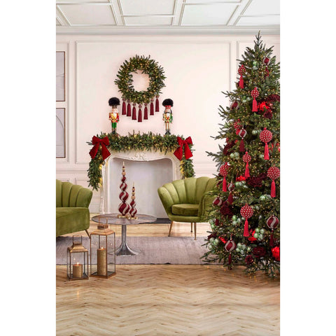 EDG Garland garland Outside the door pine Christmas decoration with 100 green LEDs 330 branches Ø60 cm