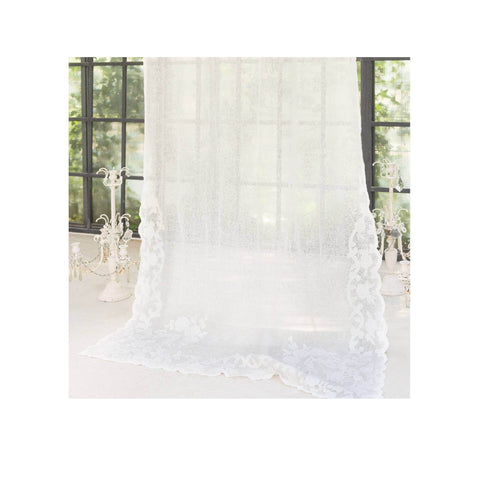 BLANC MARICLO' Lot de 2 panneaux de rideaux en lin blanc 140x300 cm A30277