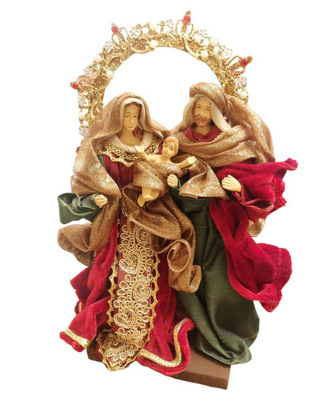 GOODWILL Nativité Sainte Famille sur socle Décoration de Noël résine et tissu H27cm