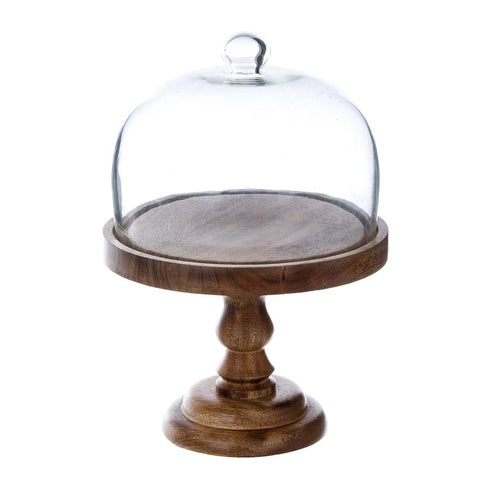 Blanc Mariclò Wooden cake stand with bell "Medea" 27x27xh36 cm