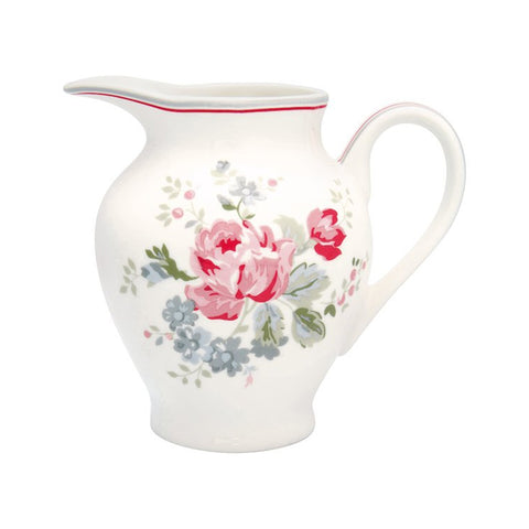 GREENGATE Ceramic milk jug ELOUISE WHITE white and flowers 15cm STWCRERELO0104