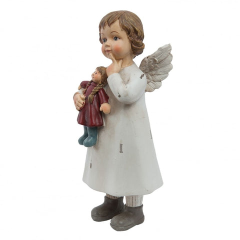 CLAYRE E EEF Décoration de Noël Statue ange avec poupée 6x5x14 cm