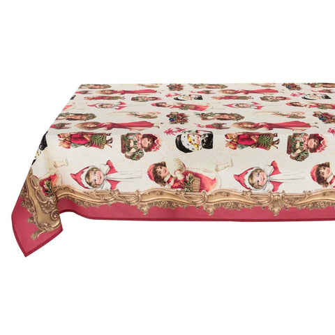 BLANC MARICLO' Rectangular cotton tablecloth with Christmas print 160x320 cm