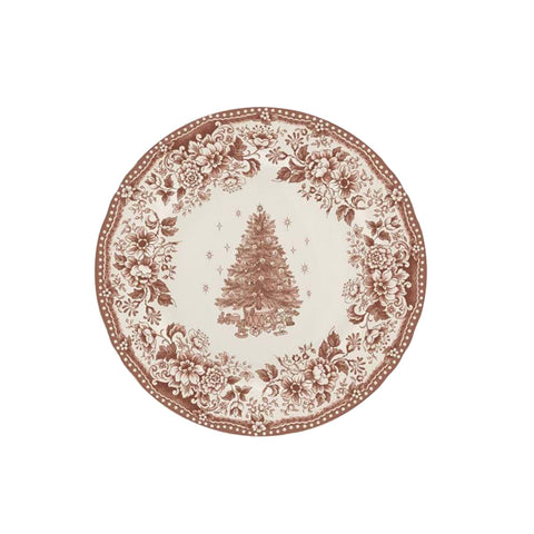 A31086 BLANC MARICLO' Set of 18 Christmas plates DIANA ROSE white and red ceramic
