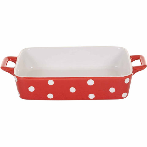 ISABELLE ROSE Oven dish with red ceramic handles with polka dots 29,5x5x17 cm IR5451