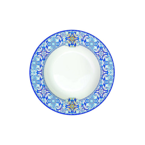 EASY LIFE Piatto fondo ceramica blu fantasia maiolica Ø21,5 cm R0943-MAIB