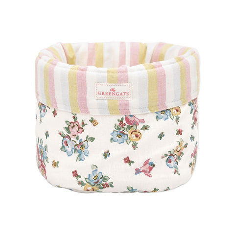 GREENGATE Bread basket cotton container ELLIE with flowers and stripes 17x21 cm