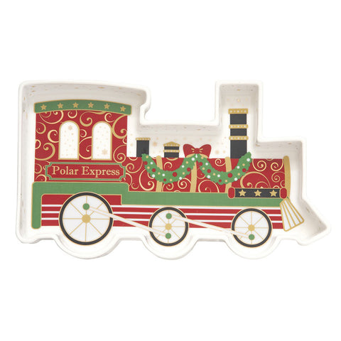 EASY LIFE Piatto a forma di treno natalizio in porcellana "POLAR EXPRESS" 25x15 cm